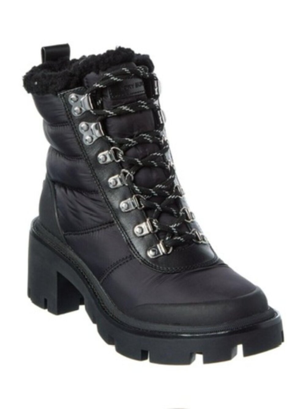 Tory Burch Nylon & Leather Lug Sole Bootie Black Sz 7.5